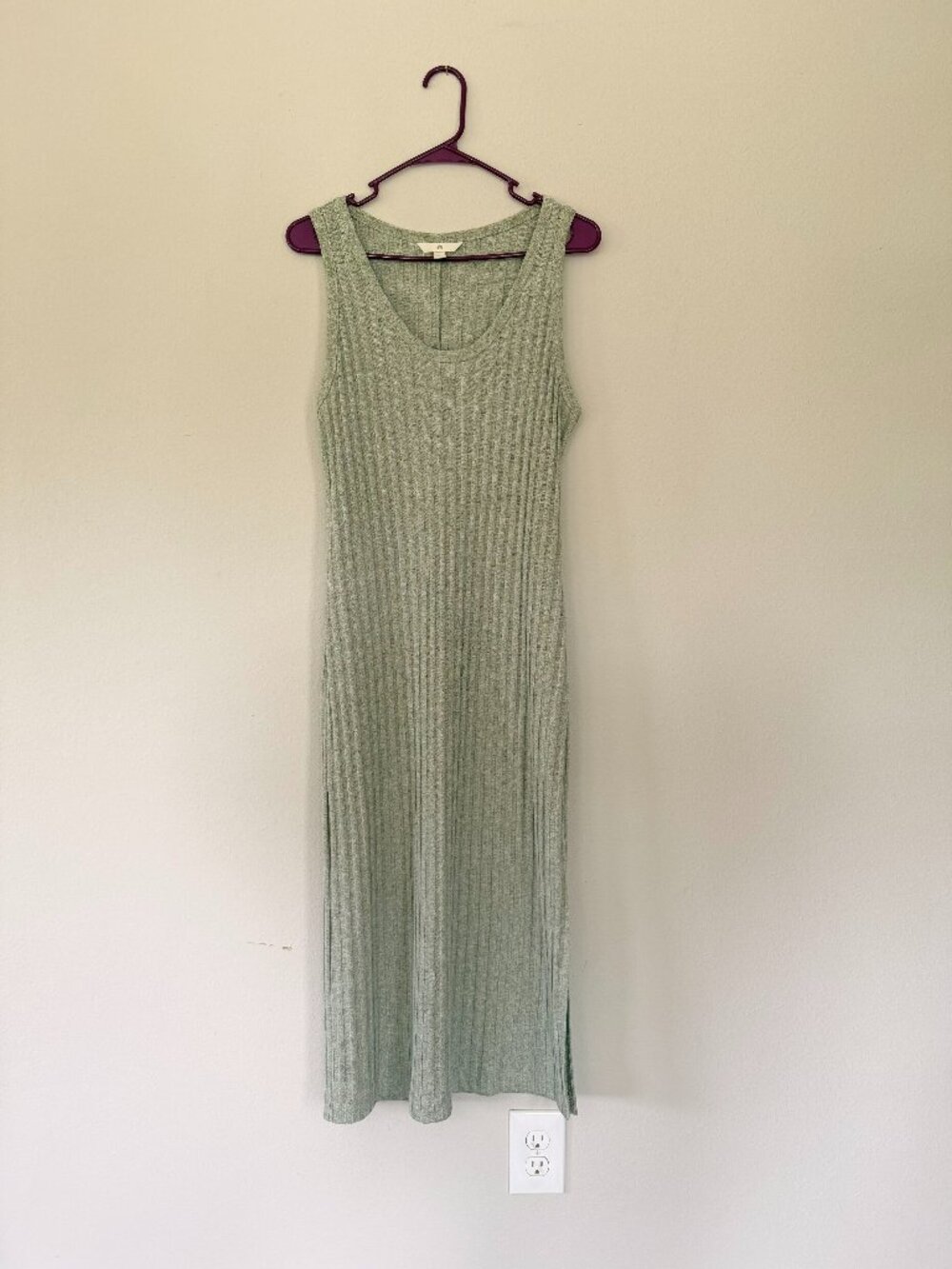 H&M Beige Ribbed Knit Midi Dress - Minimalist Neutral Sweater Dress